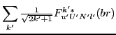 $\displaystyle \sum_{k'}{\textstyle{\frac{1}{\sqrt{2k'+1}}}} F^{k'*}_{u'U'N'l'}(br)$