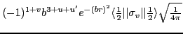 $\displaystyle (-1)^{1+v} b^{3+u+u'} e^{-(br)^2}
\langle{\textstyle{\frac{1}{2}}...
...}\vert\vert{\textstyle{\frac{1}{2}}}\rangle
{\textstyle{\sqrt{\frac{1}{4\pi}}}}$
