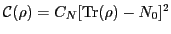 ${\cal{}C}(\rho)=C_N[\mbox{Tr}(\rho)-N_0]^2$