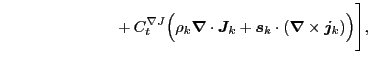 $\displaystyle ~~~~~~~~~~~~~~~~~~~~~
+ C_t^{\nabla{J}} \Big(\rho_k\bbox{\nabla}\cdot\bbox{J}_k
+ \bbox{s}_k\cdot(\bbox{\nabla}\times\bbox{j}_k)\Big) \Bigg],$