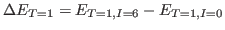 $ \Delta E_{T=1} =
E_{T=1,I=6} - E_{T=1,I=0}$