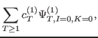 $\displaystyle \sum_{T\geq 1} c^{(1)}_{T} \Psi_{T,I=0,K=0}^{(1)},$