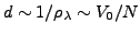 $d\sim1/\rho_\lambda\sim V_0/N$