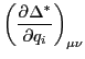 $\displaystyle \bigg( \frac {\partial \Delta^\ast} {\partial q_i} \bigg)_{\mu \nu}$