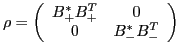 $\displaystyle \rho =
\left(
\begin{array}{cc}
B_+^\ast B_+^T & 0 \\
0 & B_-^\ast B_-^T
\end{array}\right)$
