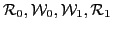 ${\cal R}_0, {\cal W}_0, {\cal W}_1, {\cal R}_1$