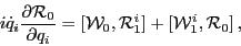 \begin{displaymath}
i {\dot q}_i\frac {\partial {\cal R}_0}
{\partial q_i} = [{\cal W}_0, {\cal R}_1^i ] +
[ {\cal W}_1^i, {\cal R}_0]\, ,
\end{displaymath}