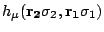 $\displaystyle h_{\mu}(\mathbf{r_2}\sigma_2,\mathbf{r_1}\sigma_1)$