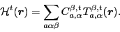 \begin{displaymath}
{\cal H}^t(\bm{r})=\sum_{a\alpha\beta}C_{a,\alpha}^{\beta,t}T_{a,\alpha}^{\beta,t}(\bm{r}).
\end{displaymath}