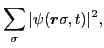 $\displaystyle \sum_{\sigma} \vert\psi(\bm{r}\sigma,t)\vert^2 ,$