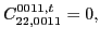 $\displaystyle C_{22,0011}^{0011,t} = 0,$