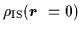 $\rho_{\rm IS}(\mbox{{\boldmath {$r$ }}}=0)$