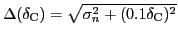 $ \Delta (\delta_{\rm C}) = \sqrt{\sigma_n^2 + (0.1\delta_{\rm C})^2 }$