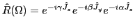 $ \hat{R}(\Omega )= e^{-i\gamma \hat{J}_z}
e^{-i\beta \hat{J}_y} e^{-i\alpha \hat{J}_z}$