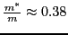 $ \frac{m^*}{m}\approx 0.38$