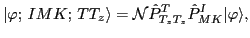 $\displaystyle \vert\varphi ;\, IMK;\, TT_z\rangle = {\cal N} \hat P^T_{T_z T_z} \hat P^I_{MK} \vert\varphi \rangle ,$