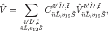 \begin{displaymath}
\hat{V}=\sum_{\tilde{n}' \tilde{L}', \tilde{t} \atop
\ti...
...e{L},v_{12} \tilde{S}}^{\tilde{n}' \tilde{L}', \tilde{t} }
,
\end{displaymath}