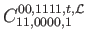 $\displaystyle C_{11,0000,1}^{00,1111,t,\mathcal{L}}$