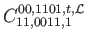 $\displaystyle C_{11,0011,1}^{00,1101,t,\mathcal{L}}$