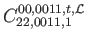 $\displaystyle C_{22,0011,1}^{00,0011,t,\mathcal{L}}$