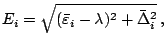 $\displaystyle E_i=\sqrt{(\bar\varepsilon_i-\lambda)^2+\bar\Delta_i^2}\,,$
