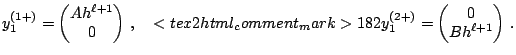 $\displaystyle y^{(1+)}_1 = \left(\begin{matrix}Ah^{\ell+1}\\ 0\\ \end{matrix}\r...
...>182 y^{(2+)}_1 = \left(\begin{matrix}0 \\ Bh^{\ell+1}\\ \end{matrix}\right)\,.$