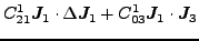 $\displaystyle C^1_{21} \vec {J}_1\cdot\Delta \vec {J}_1
+ C^1_{03} \vec {J}_1\cdot\vec {J}_3$