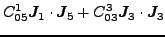 $\displaystyle C^1_{05} \vec {J}_1\cdot \vec {J}_5
+ C^3_{03} \vec {J}_3\cdot \vec {J}_3$