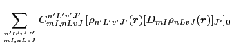 $\displaystyle \sum_{{n'L'v'J'}\atop{mI,nLvJ}}
C^{n'L'v'J'}_{mI,nLvJ}\, [\rho_{n'L'v'J'}(\vec{r})[D_{mI}\rho_{nLvJ}(\vec{r})]_{J'}]_0$