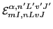 $\displaystyle {\cal E}^{\alpha,n'L'v'J'}_{mI,nLvJ}$