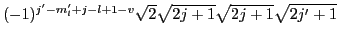 $\displaystyle (-1)^{j'-m'_l+j-l+1-v}
\sqrt{2}\sqrt{2j+1}\sqrt{2j+1}\sqrt{2j'+1}$