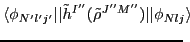 $\displaystyle \langle\phi_{N'l'j'}\vert\vert\tilde{h}^{I''}(\tilde{\rho}^{J''M''})\vert\vert\phi_{Nlj}\rangle
\!\!\!\!$