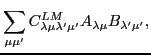 $\displaystyle \sum_{\mu\mu'} C^{LM}_{\lambda\mu\lambda'\mu'} A_{\lambda\mu}B_{\lambda'\mu'} ,$