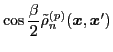 $\displaystyle \cos\frac{\beta}{2} \tilde{\rho}_{n}^{(p)} ({\boldsymbol x},{\boldsymbol x}')$