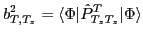 $\displaystyle b_{T,T_z}^2 = \langle \Phi \vert \hat{P}^T_{T_z T_z} \vert \Phi \rangle$