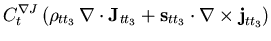 $\displaystyle C_t^{\nabla J} \,
( \rho_{t t_3} \, \nabla \cdot \vec{J}_{t t_3}
+ \vec{s}_{t t_3} \cdot \nabla \times \vec{j}_{t t_3} )$