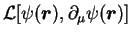 ${\cal{L}}[\psi(\mbox{{\boldmath {$r$}}}),\partial_\mu{\psi}(\mbox{{\boldmath {$r$}}})]$