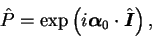 \begin{displaymath}
\hat{P} = \exp\left(i\mbox{{\boldmath {$\alpha$}}}_0\cdot\hat{\mbox{{\boldmath {$I$}}}}\right),
\end{displaymath}