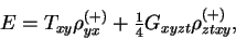 \begin{displaymath}
E = T_{xy}\rho_{yx}^{(+)} + {\textstyle{\frac{1}{4}}}G_{xyzt}\rho_{ztxy}^{(+)} ,
\end{displaymath}