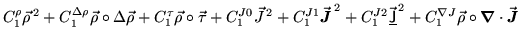 $\displaystyle C_{1}^{\rho} \vec{ \rho}^{\,2}\ofbboxofr + C_{1}^{\Delta\rho} \ve...
...rc\mbox{{\boldmath {$\nabla$}}}\cdot\vec{ \mbox{{\boldmath {$J$}}}} \ofbboxofr $