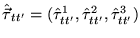 $\hat{\vec{\tau}}_{tt'}=(\hat{\tau}^1_{tt'},\hat{\tau}^2_{tt'},\hat{\tau}^3_{tt'})$