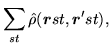 $\displaystyle \sum_{st}\hat{\rho}
(\mbox{{\boldmath {$r$}}}st,\mbox{{\boldmath {$r$}}}'st),$