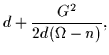 $\displaystyle d + {G^2\over 2d (\Omega -n)},$