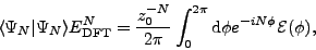 \begin{displaymath}
\langle\Psi_N\vert\Psi_N\rangle E_{\mbox{\rm\scriptsize {DF...
...{2\pi} \int_0^{2\pi} {\rm d}\phi
e^{-iN\phi}{\cal{}E}(\phi) ,
\end{displaymath}