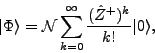 \begin{displaymath}
\vert\Phi\rangle={\cal{}N}\sum_{k=0}^{\infty}\frac{(\hat{Z}^+)^k}{k!}\vert\rangle ,
\end{displaymath}