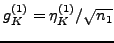 $ g^{(1)}_K =
\eta_K^{(1)}/\sqrt{n_1}$