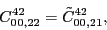 \begin{displaymath}
C_{00,22}^{42}= \tilde{C}_{00,21}^{42} ,
\\
\end{displaymath}