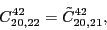 \begin{displaymath}
C_{20,22}^{42}=\tilde{C}_{20,21}^{42} ,
\\
\end{displaymath}