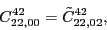 \begin{displaymath}
C_{22,00}^{42}=\tilde{C}_{22,02}^{42} ,
\\
\end{displaymath}