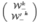 $\displaystyle \left(
\begin{array}{c}
{\mathcal W}_-^k\\
{{\mathcal W}'_-}^k\\
\end{array} \right)$